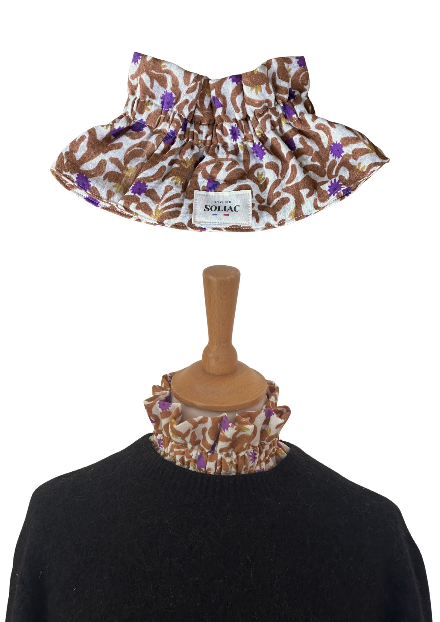 Col amovible - Motifs beige et violet