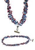 Cordon de téléphone - Froufrou rayures Bleu et blanc Bord rouge