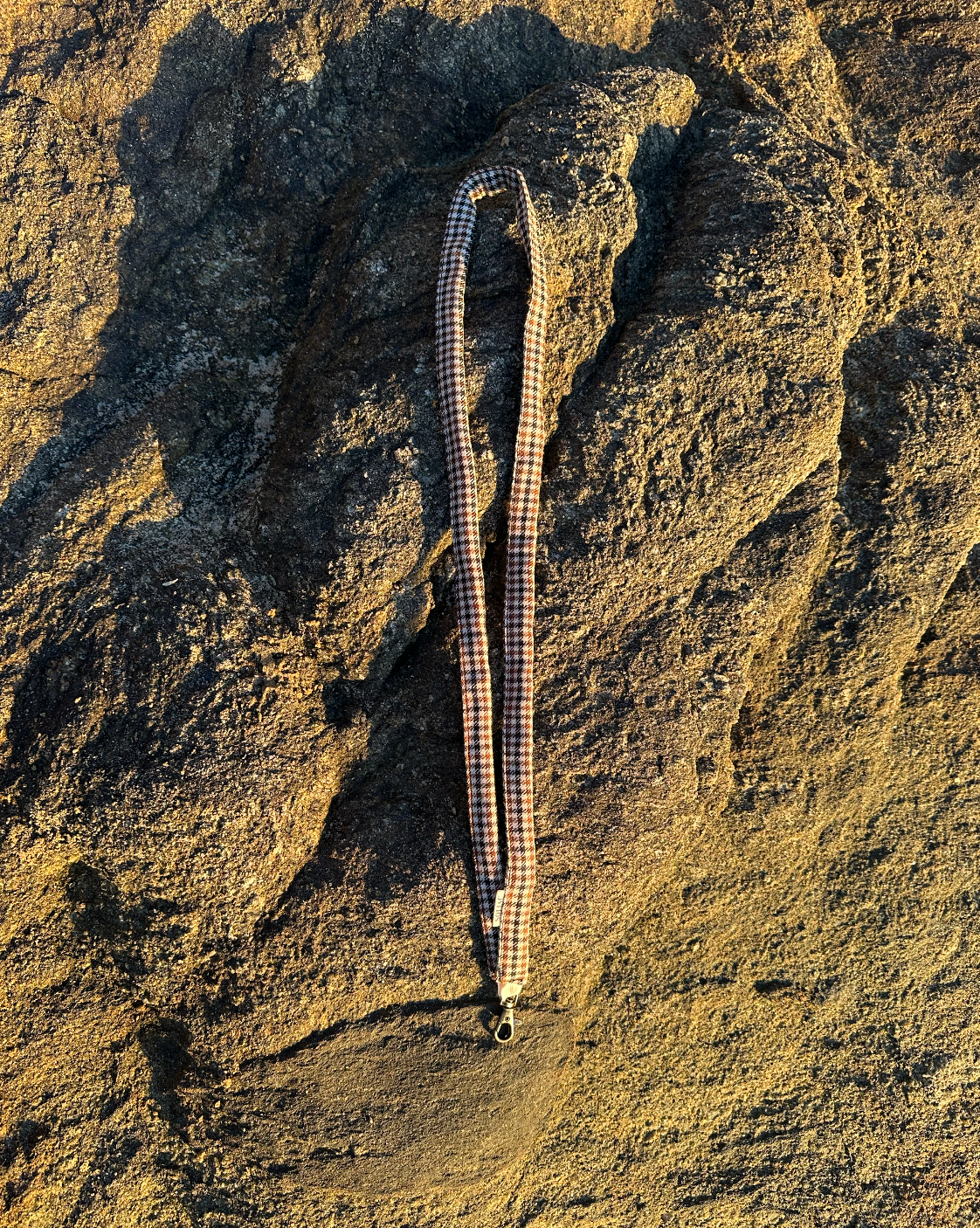 Cordon de téléphone - Pied-de-poule marron - Laine