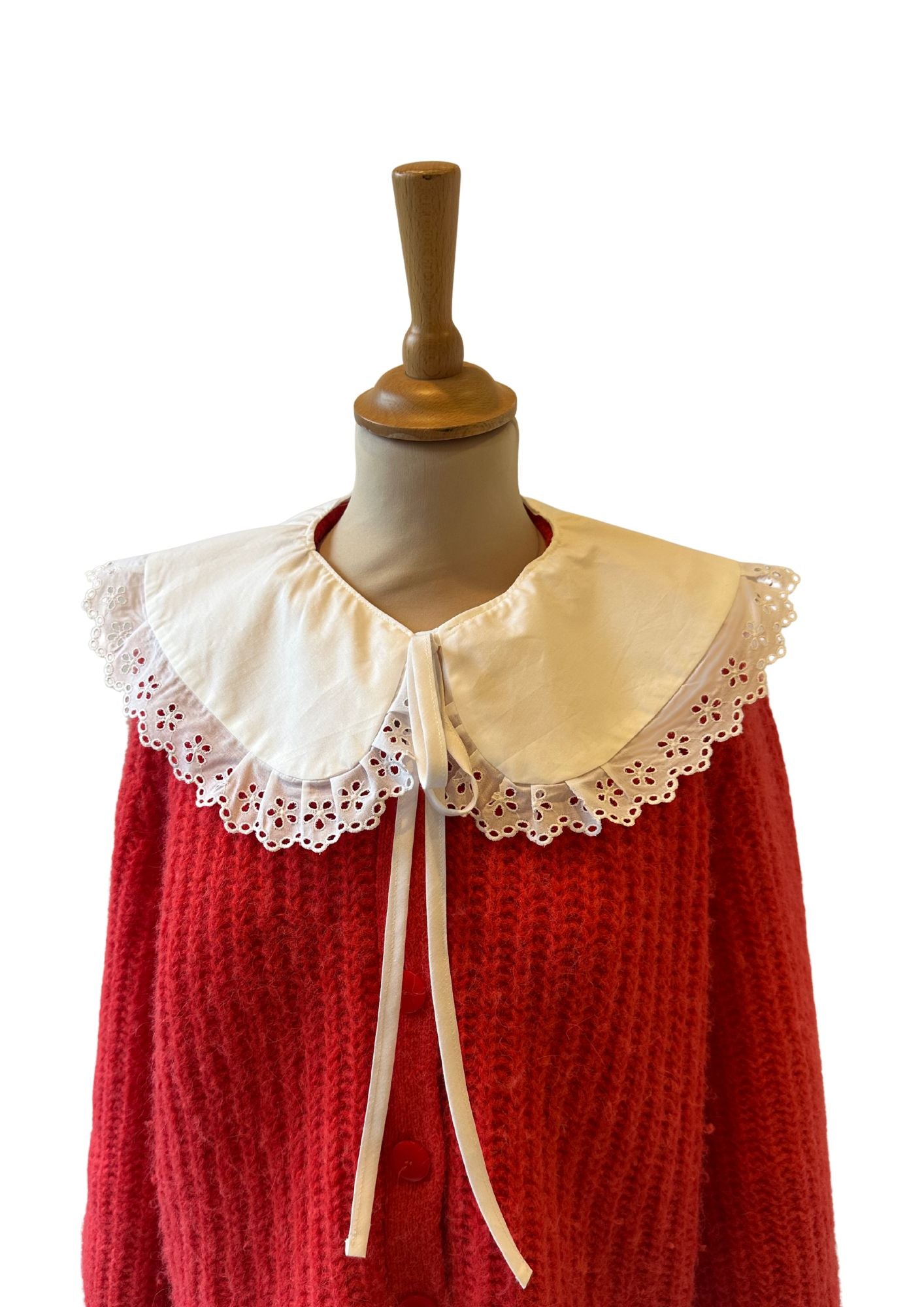 Col Claudine Amovible - Blanc avec Broderie anglaise