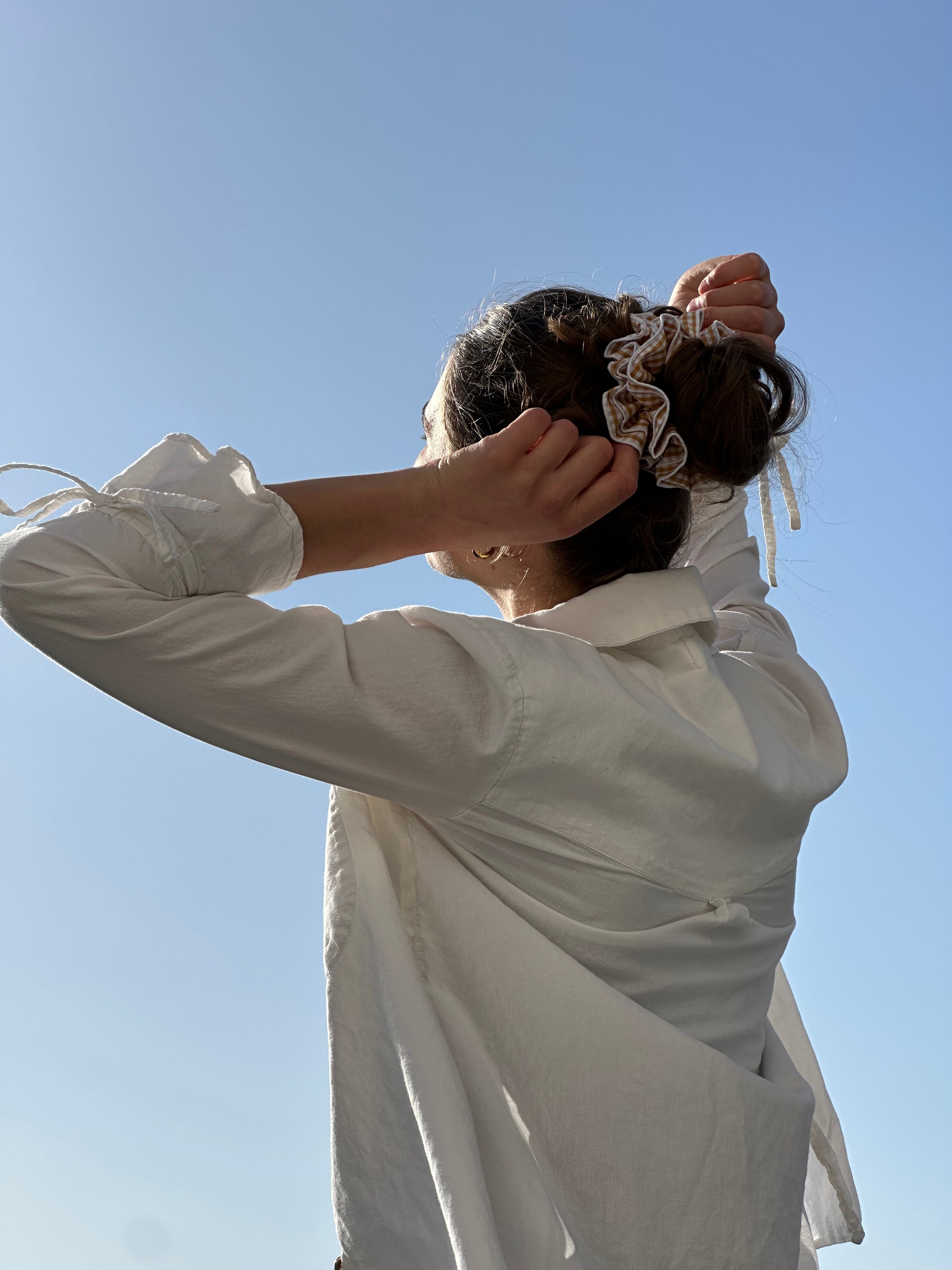 Chouchou double volant – Rayé Marine et Blanc bord Rouge