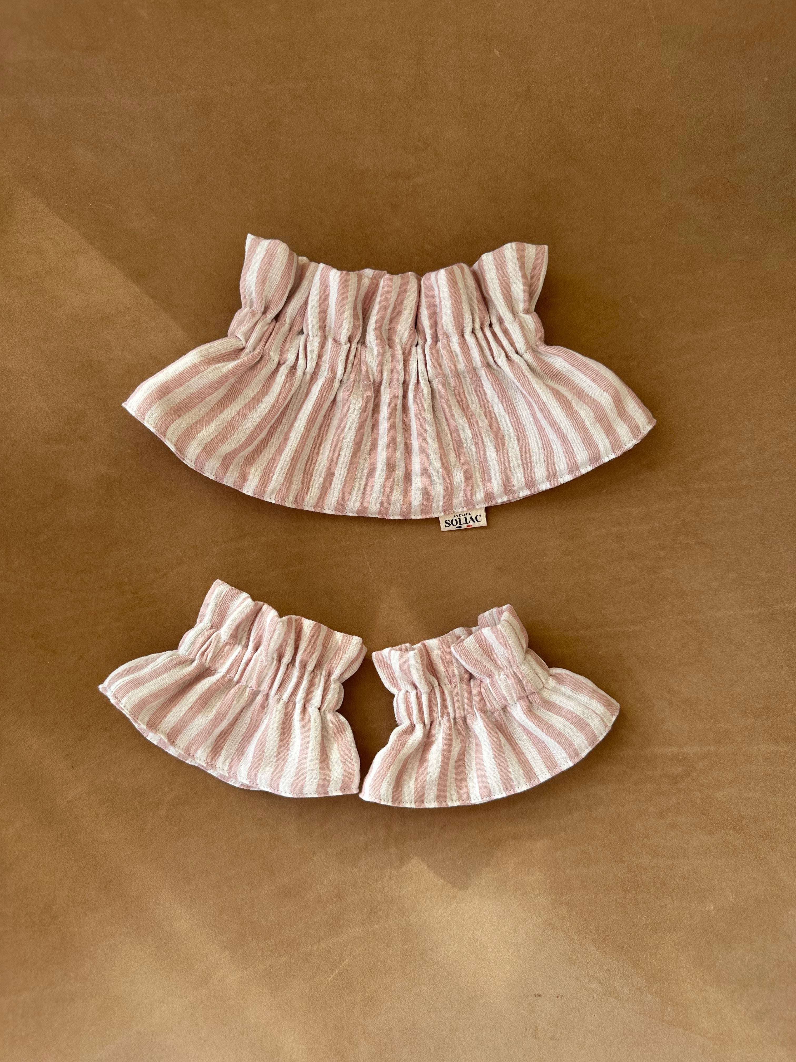 Col amovible - Rayé vieux rose et blanc