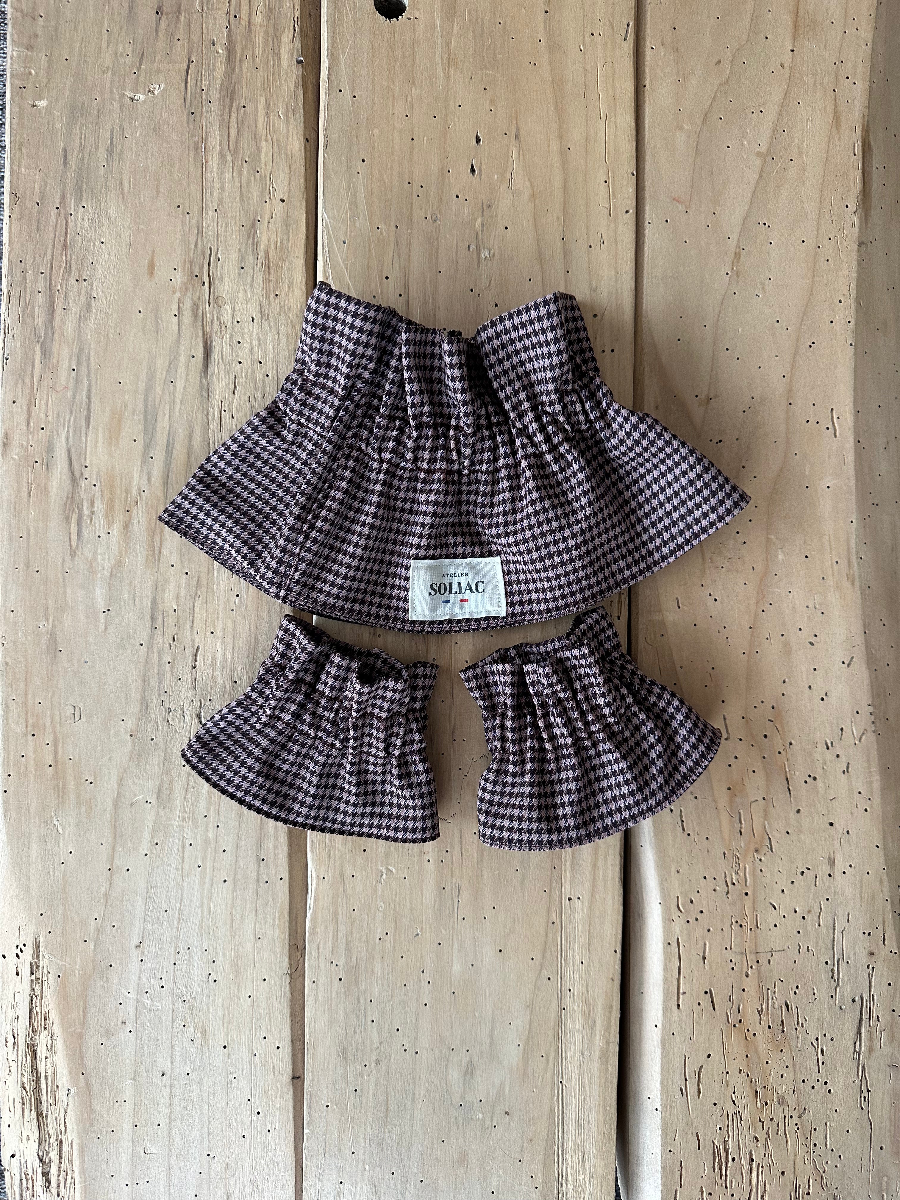 Manchettes amovibles - Pied-de-Poule Rose et Marron