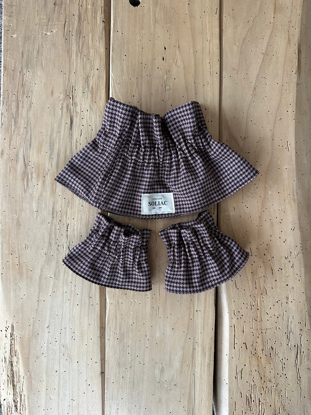 Manchettes amovibles - Pied-de-Poule Rose et Marron