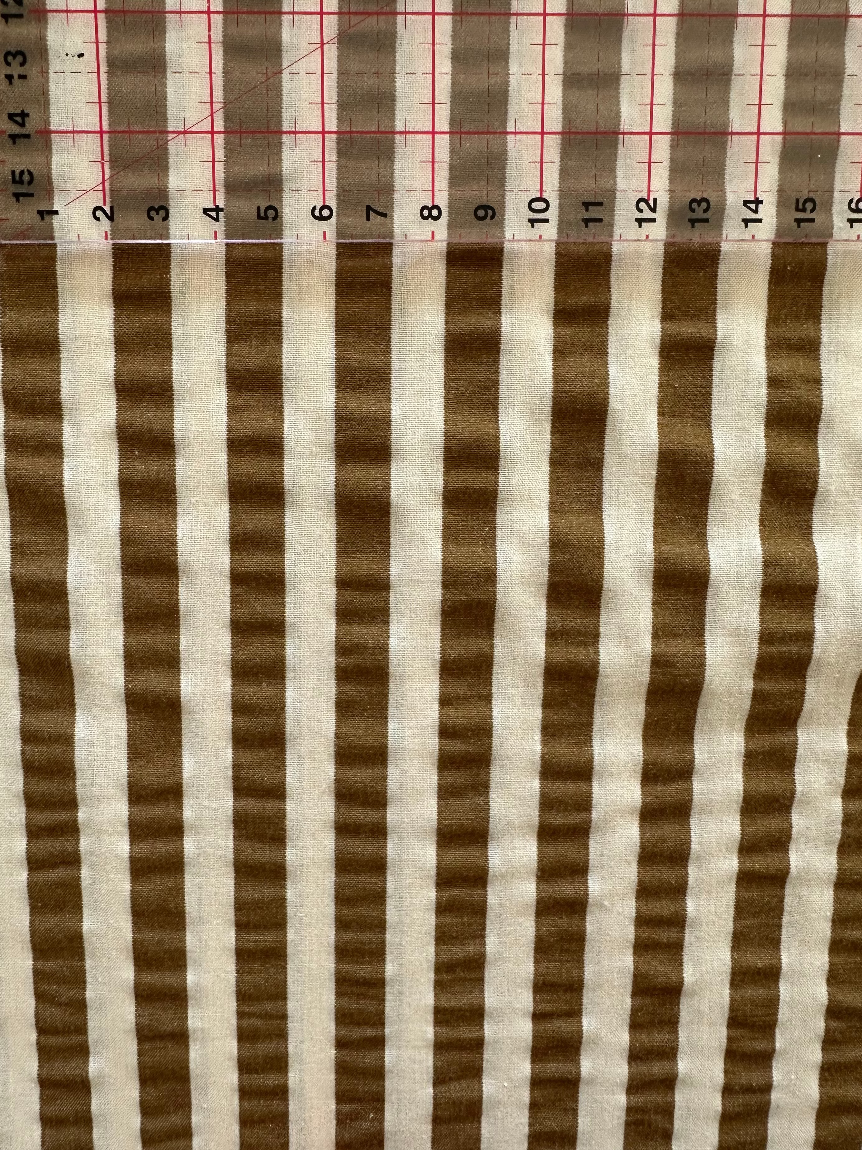 Tissu Seersucker Kaki & Beige
