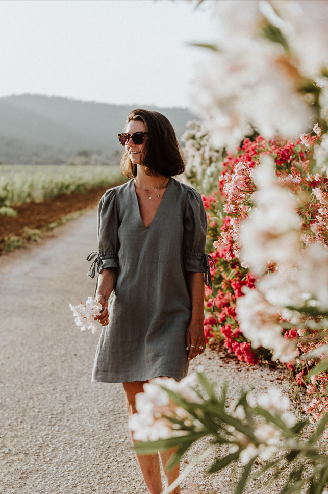 Robe Wategos - Lin bleu ardoise